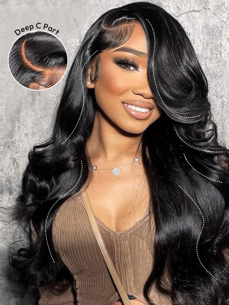 Layered Body Wave 13×6 Frontal Wig with Pre Bleached Hair and Curtain Bangs – Ready to Go