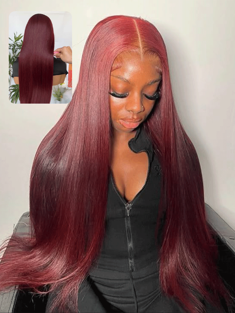 Premium Cherry Cola Red Ready to Go Wig - Body Wave and Straight 7x5 Glueless Wigs