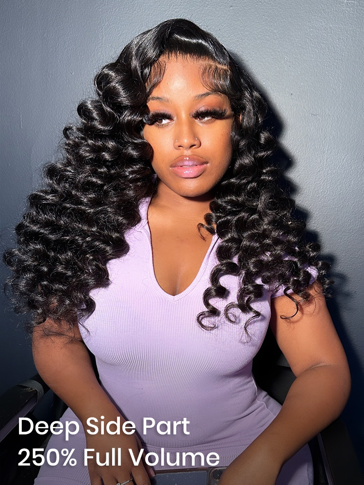 Bubble Wave Long Length 13x6 HD Lace Parting Max Human Hair Wigs 250% Density