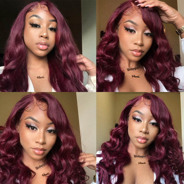Burgundy Hair Color Lace Front Wig Body Wave Colored Wigs -Asteriahair