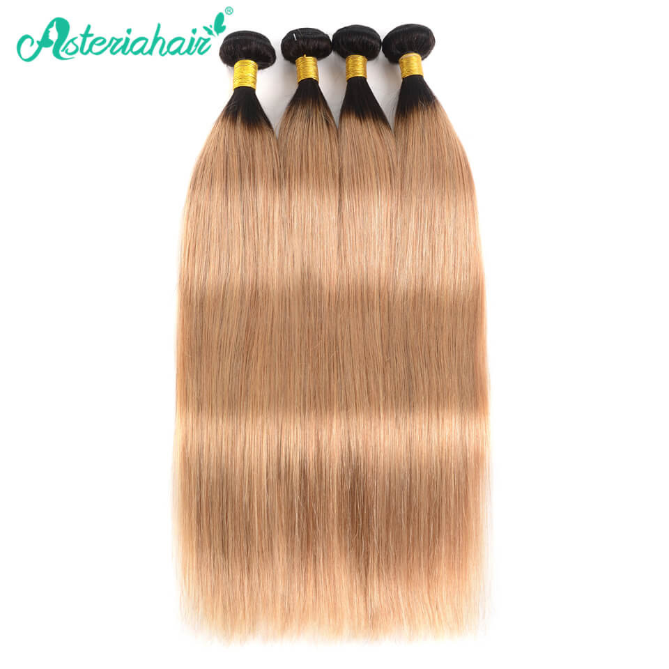 1B/27 Ombre Color Brazilian Straight Hair Weave Bundles 4 pcs On Sale ...