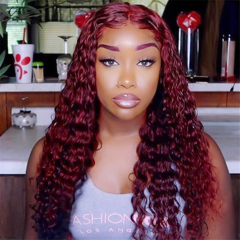 99j Colored Wig Deep Wave Hair 13x4 Lace Front Wig -Asteriahair