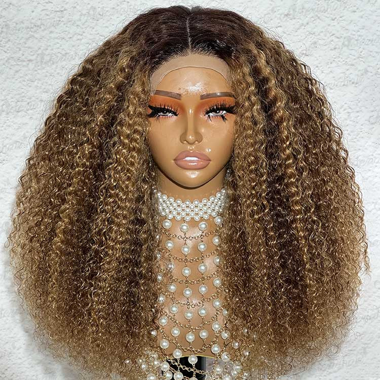 Glueless Wigs For Beginners Curly Wig With Highlights Full Wig Asteriahair