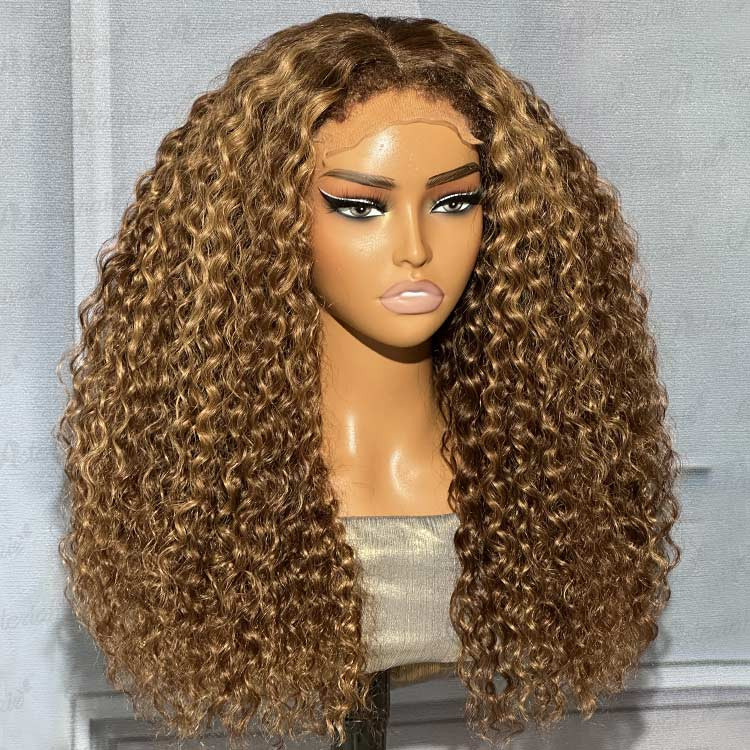 Human Hair Wig Highlights Water Wave Lace Front Wig Trendy Wigs