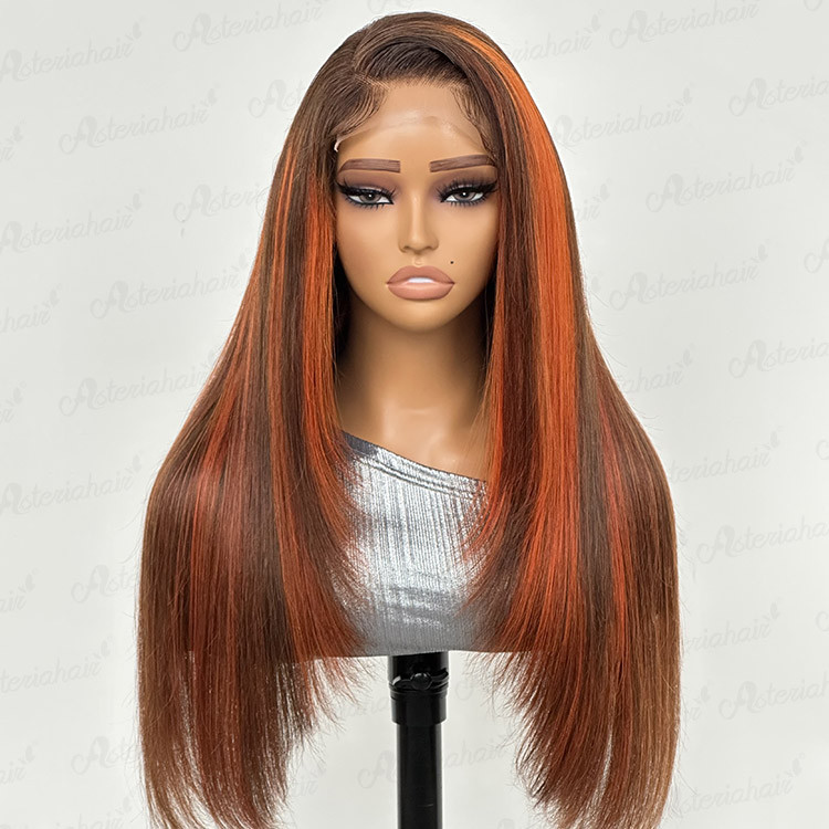 Bright Highlight Wig Layered Wig Straight Lace Frontal Wig Human Hair