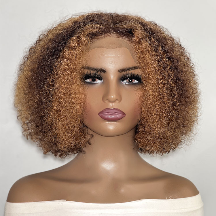 12 Inch Bob Wig With Highlights Short Curly Human Hair Wigs Asteriahair