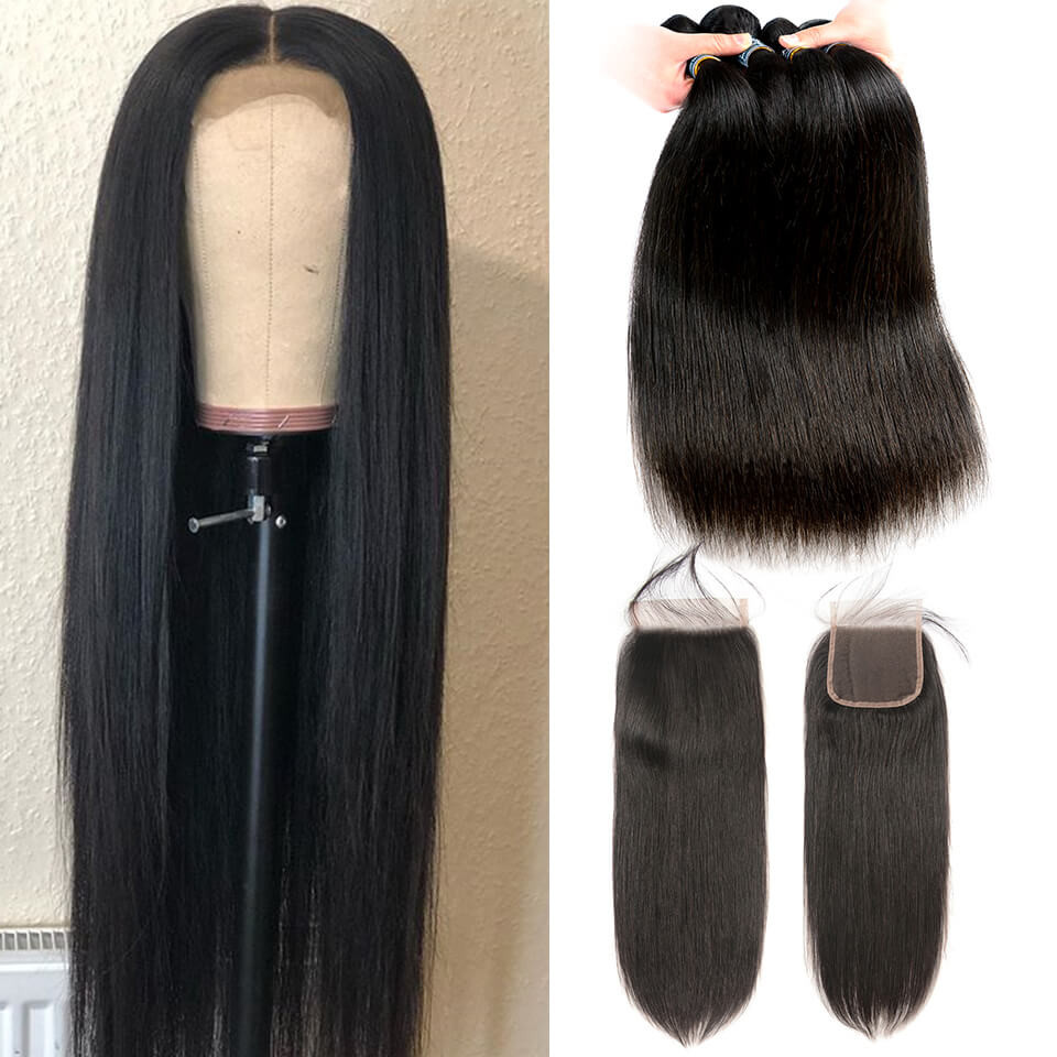 Brazilian Hair Bundles Straight Hair With Closure 4 ...