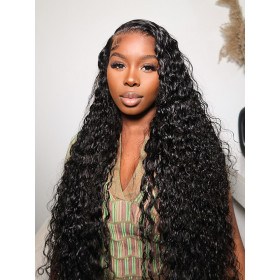 14-36in Water Wave Human Hair HD Invisible Lace Front Wigs 