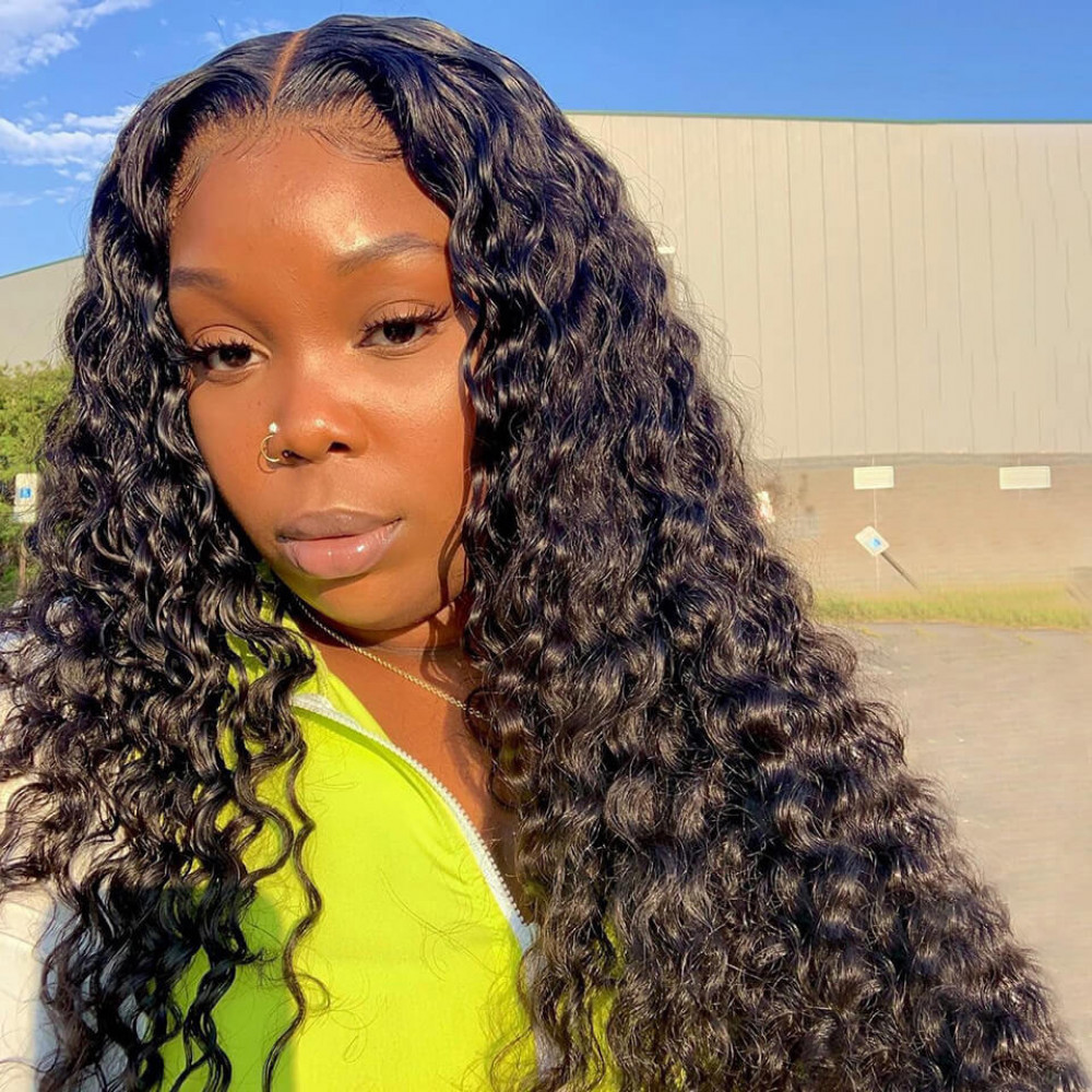 Glueless Deep Wave Wigs 6x6 Transparent Lace Closure Wig 16-30in