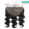 Natural Black Body Wave Human Virgin Hair 13*6 Lace Frontal 