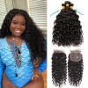 Water Wave Human Hair 6x6 Closure With Weaves 3 Bundles Deal