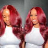 99j Burgundy Colored 5x5 HD Transparent Lace Body Wave Wigs