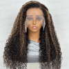 Black Wig With Highlights Water Wave Pre Plucked 9x5 Lace Front Human Hair Wig