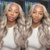 Ash Blonde Highlights on Blonde Human Hair Wig