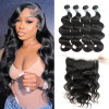 Brazilian Virgin Hair Body Wave 4 Bundles With 13x4 Transparent and HD Lace Frontal 