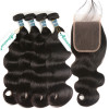 Malaysian Body Wave Weave 4 Bundles With Lace Closure 4*4