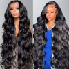 Body Wave Full Lace Wigs Natural Black Virgin Hair High Ponytail Wig