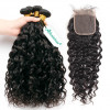 Brazilian Hair With Closure 4 Bundles Natural Wave With Lace Closure