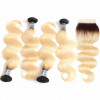Body Wave 1B/613 Ombre Color Hair 4 Bundles with 4*4 Lace Closure