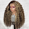 Flawless Brown Blonde Mixed Balayage Big Deep Wave Lace Front Wig