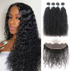 Unprocessed Brazilian Human Afro Curly Hair Weave 4 Bundles With 13*4 Lace Frontal Closure