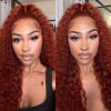 Ginger Auburn Deep Wave 13x4 Transparent Lace Front Wig