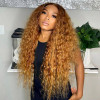 Ready To Go Wig- Honey Blonde Human Hair Wig With Dark Roots Glueless Deep Wave Wig