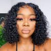 Human Hair Curly Wave Short Bob Wigs Virgin Hair Lace Front Wigs 