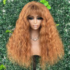 Glueless Warm Orange Colored Human Hair Wigs With Bang