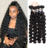 Peruvian Virgin Human Hair Weave Bundles Loose Deep Wave 4 PCS