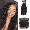 3 Bundles Brazilian Virgin Hair Loose Deep Wave With Invisible Lace Frontal