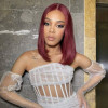  Shoulder Length Burgundy Bob Middle Part Wig
