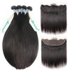 Malaysian Straight Human Hair Weave Bundles With 13*4 Lace Frontal In Stock 