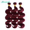 Asteriahair #99J Color Body Wave Weaves 3 Bundles Pre-colored Hair