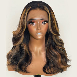 Highlight Body Wave Human Hair 13x6 Lace Front Wigs With High Density
