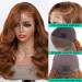 Colored Body Wave Side Part Hair Transparent Wig With Super Natural Hairline-6
