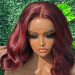 Burgundy Wavy Bob Wig 5x5 Glueless Human Hair Wigs