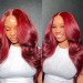 99j Burgundy Colored 5x5 HD Transparent Lace Wigs