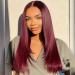 99J Burgundy Straight Layered Cut Ready To Go Lace Wig