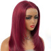 Layered 99j Burgundy Straight Human Hair Wig With Transparent Lace