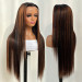 #P1b/30 Highlight Straight Hair Undetectable Transparent Lace Wig