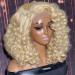Short Blonde Wavy Bob Wig 6x6 Lace Closure Wig Pre Plucked