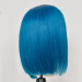 Blue Wigs Human Hair Straight Bob Transparent Lace Front Wigs