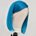 Blue Wigs Human Hair Straight Bob Transparent Lace Front Wigs