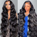 Body Wave Full Lace Wigs Natural Black Virgin Hair High Ponytail Wig