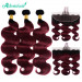 Body Wave Weaves With Frontal Ombre 99j Hair Color