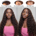 Brown Water Wave Transparent Lace Front Wigs Pre-plucked Super Natural