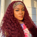 Burgundy Deep Wave Headband Wig