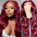 Burgundy Hair Color Lace Front Wig Body Wave Colored Wigs