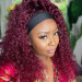 22inch Burgundy wig with headband deep wave hair